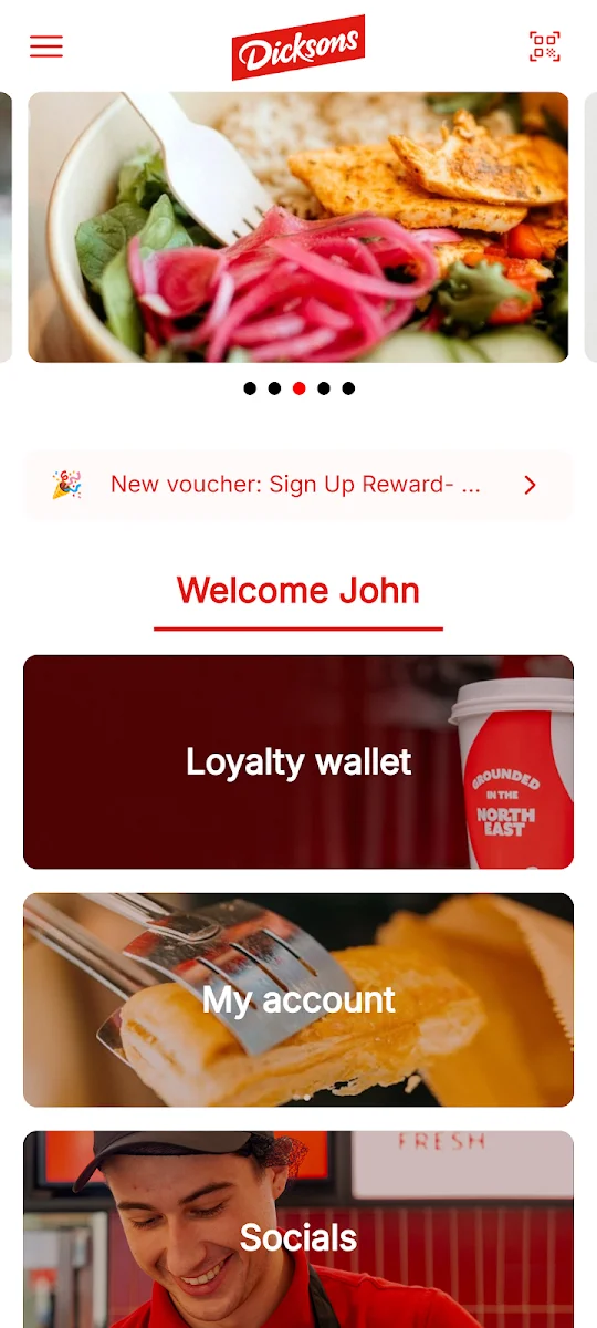 Dicksons app with its loyalty wallet and rewards